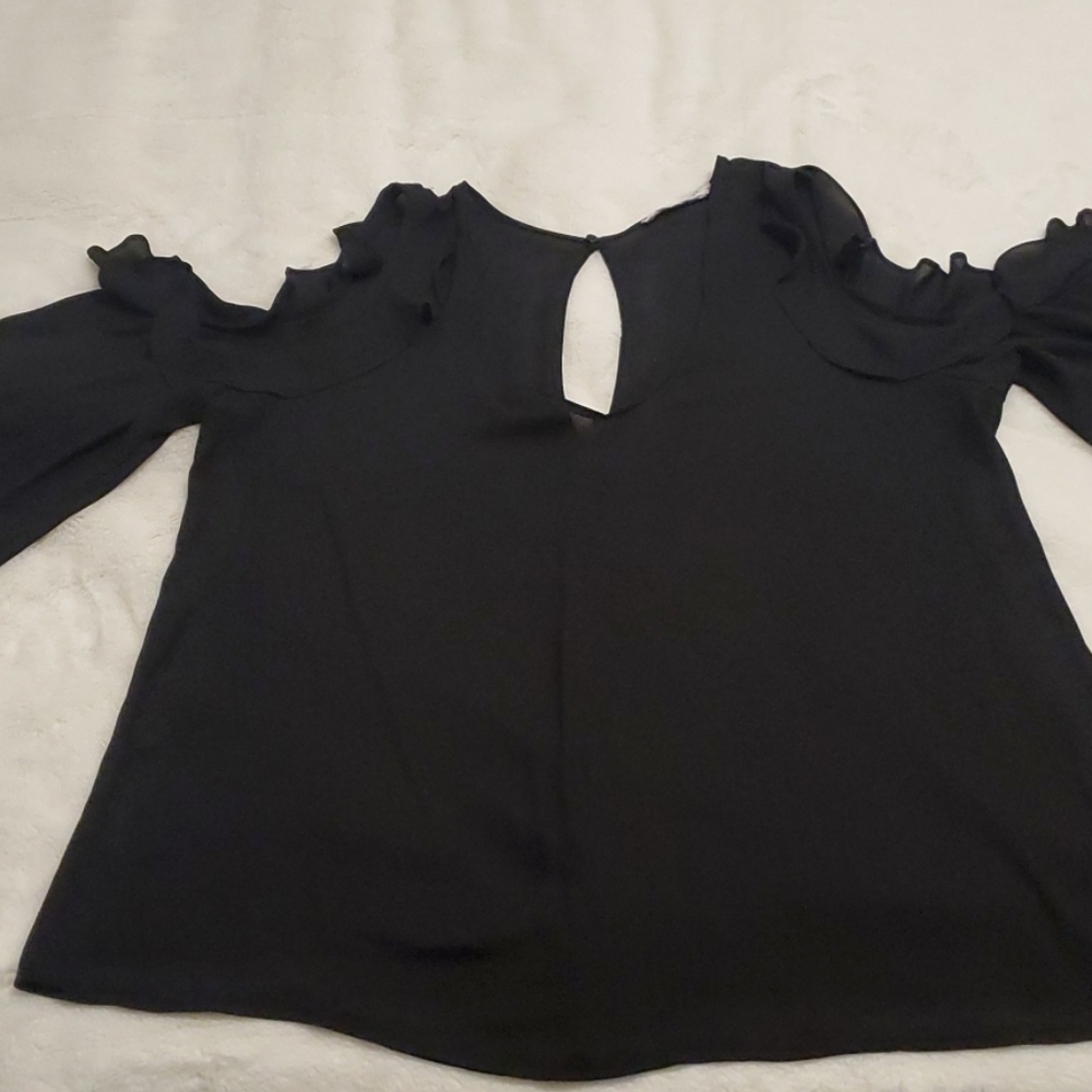 Black "cold shoulder" blouse